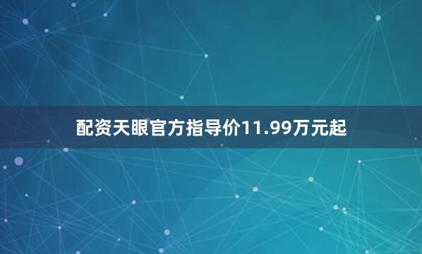 配资天眼官方指导价11.99万元起